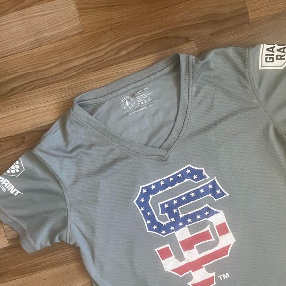 Women's Grey and Blue T-shirt - Picture 3 of 6